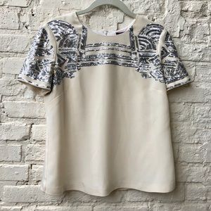 MARCHESA VOYAGE Silk Top w Silver Sequins Sz 2 XS
